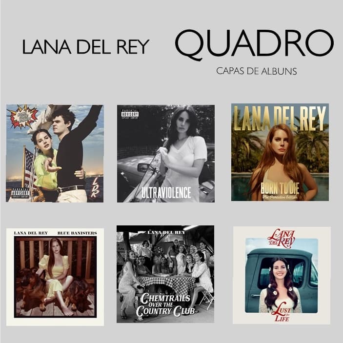 Quadro Decorativo Mdf Lana Del Rey Quadros Mdf 20x20 Blue Banisters, Ultraviolence, Born To Die, Nfr E Lust For Life
