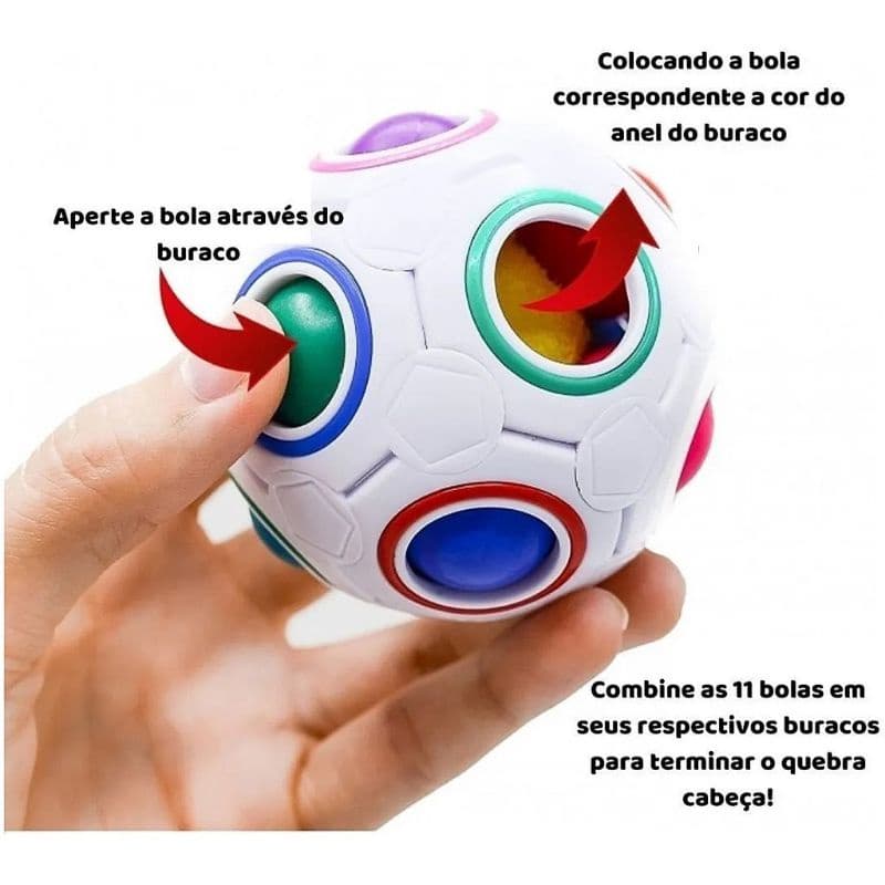 Cubo Mágico Bola Fidget Toy Puzzle Rainbow Ball Anti Estresse Quebra-Cabeça Arco Iris