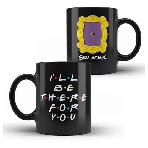 Caneca Preta Série Friends Com Seu Nome Personalizado Oferta