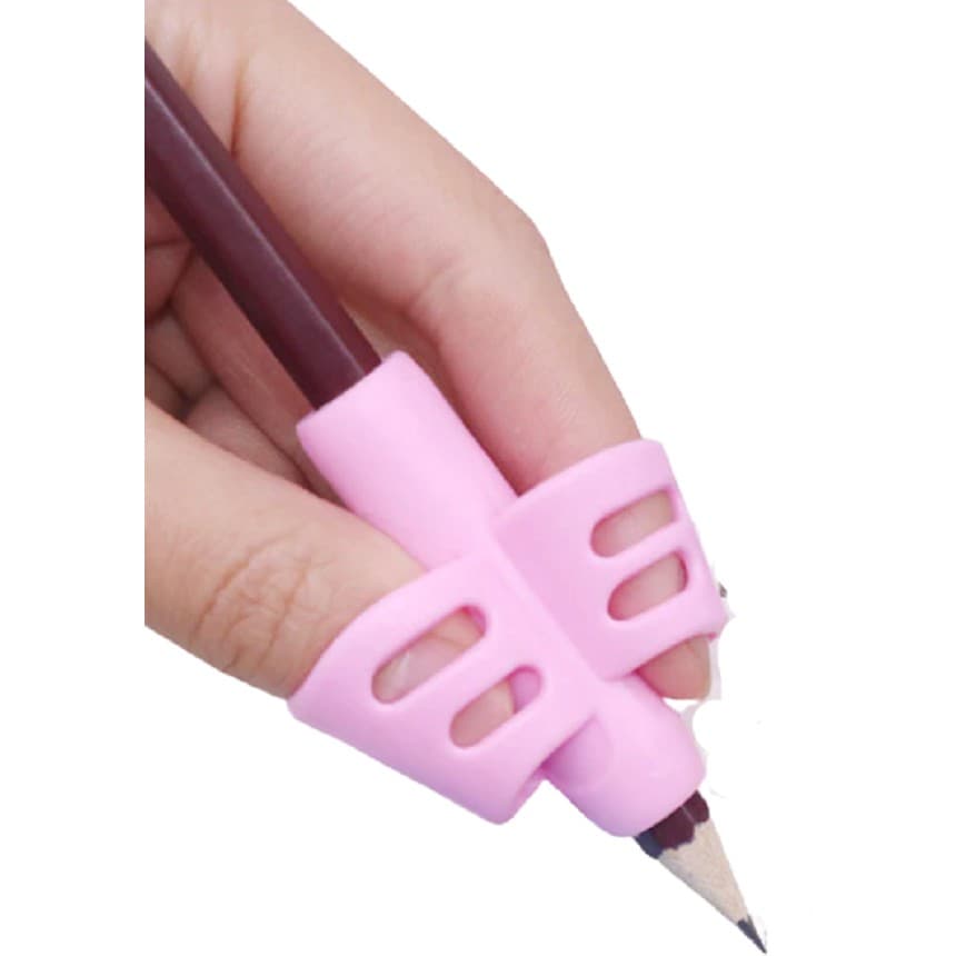 Kit 3 Pçs Adaptador Escrita Apoio De Dedos Ergonômico Rosa
