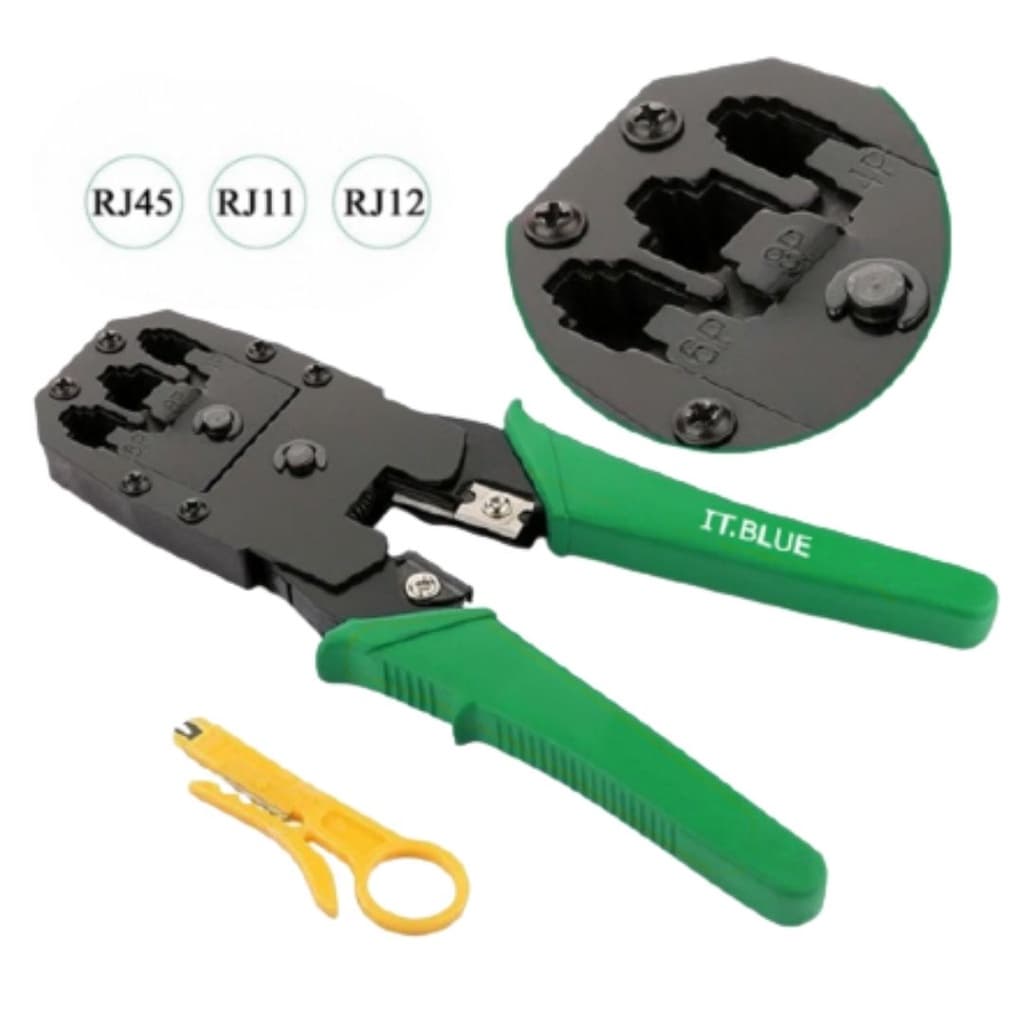 ALICATE CRIMPADOR PARA CABO DE REDE RJ45/RJ11/RJ12 DECAPADOR CORTE DE CABOS DE REDE IT BLUE