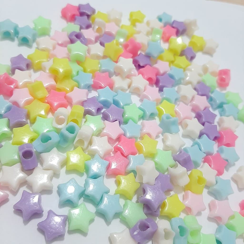 Miçanga 25 Estrela 10mm Candy Color Entremeio Estrelinha para Pulseira