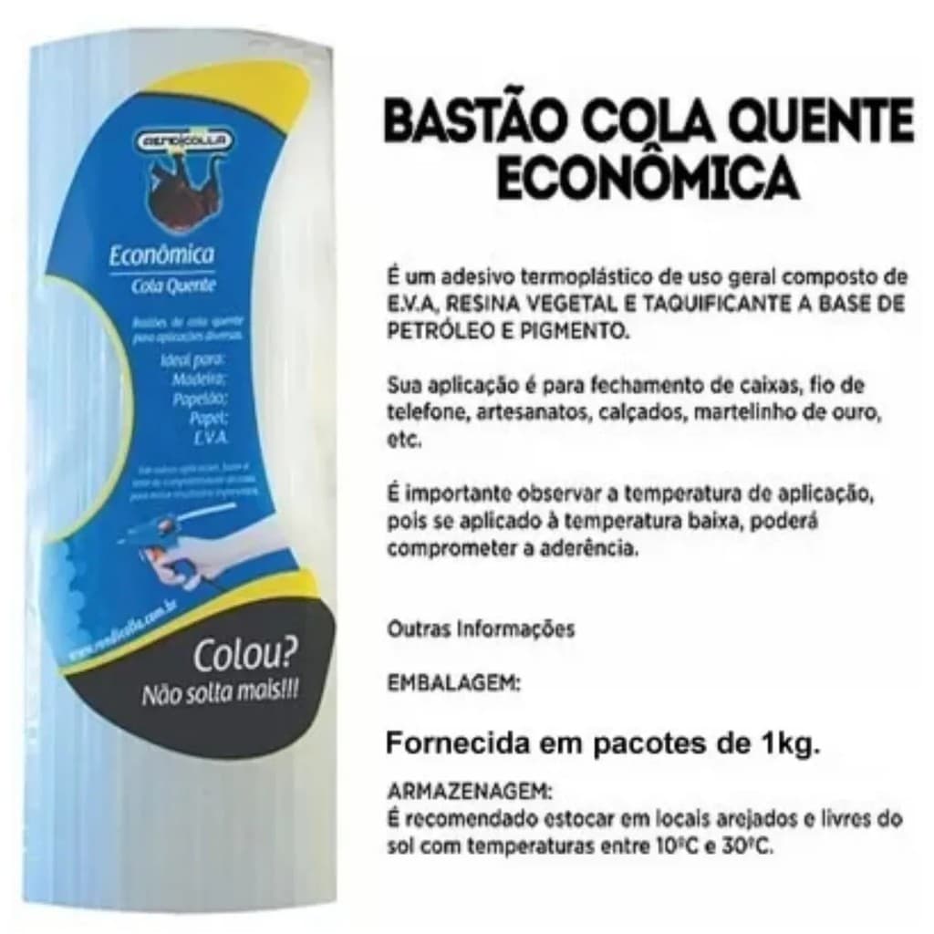 Bastão Cola Quente fina/grossa 1kg Rendicolla
