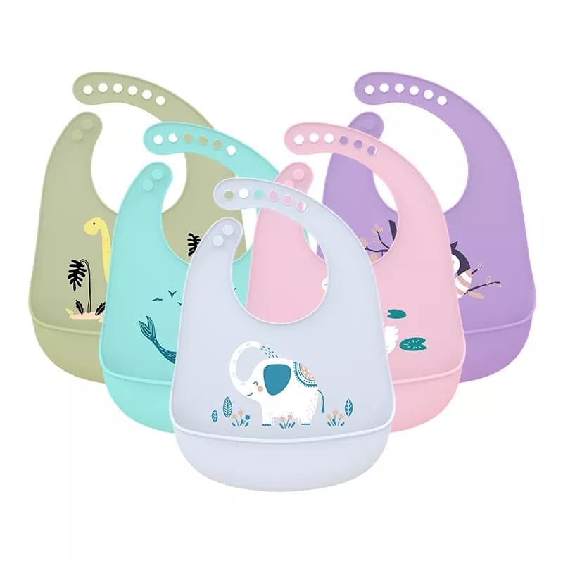 Babador de silicone infantil formato bichinhos para bebê e criança