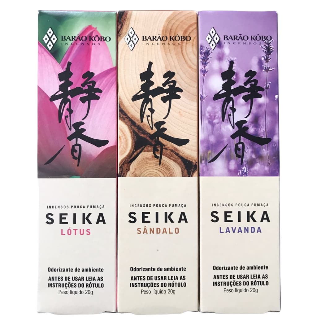 Kit 3 Caixas Incenso Senkô Seika Sândalo+lotus+lavanda 20g Barao Kobo