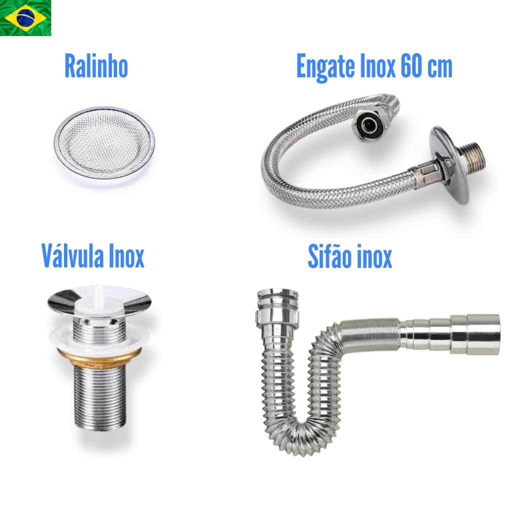 kit Valvula Lavatório, engate inox, sifão cromado, facil de intalar.