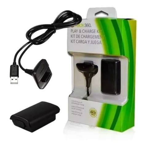 Bateria  Xbox 360 Para Controle Com Carregador E Cabo 1.4m