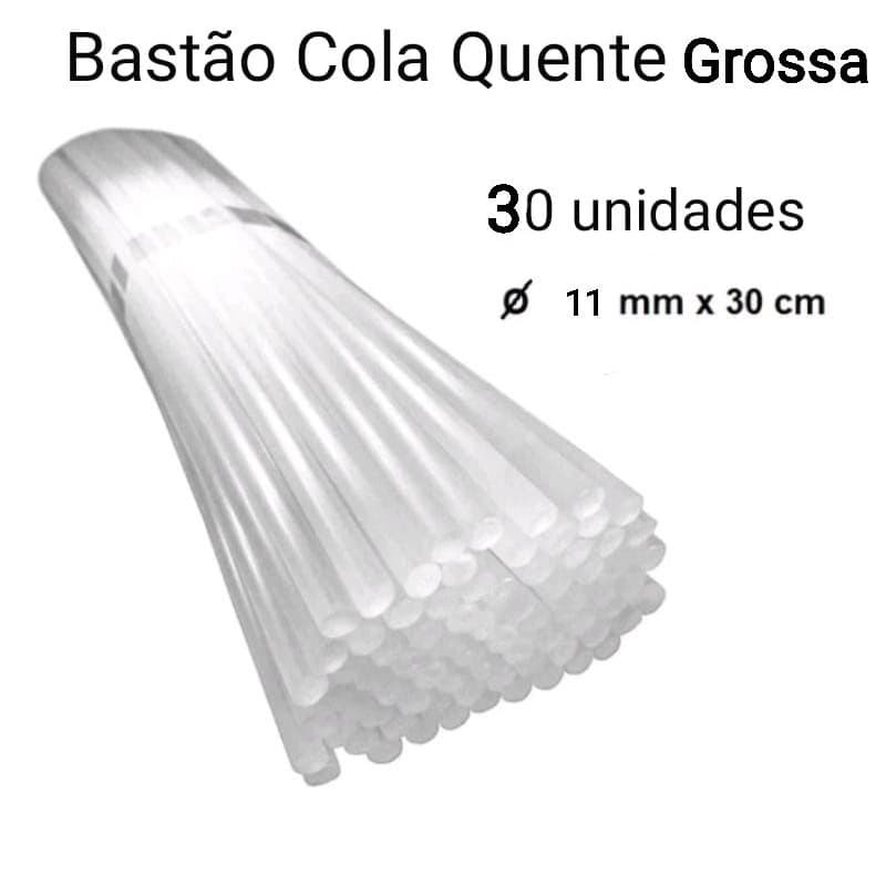 Cola Quente Transparente Grossa 11mmX 30cm 30 Unidades