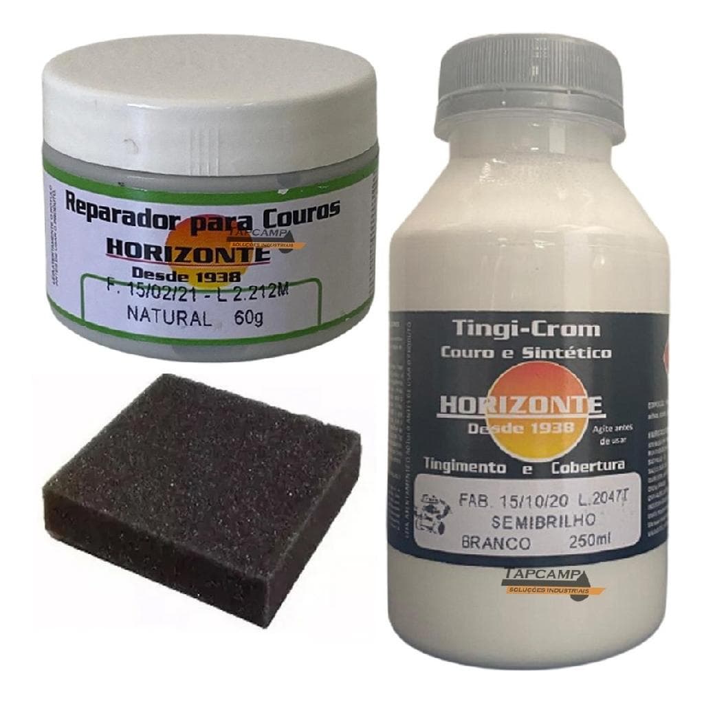 Kit Tinta Branco semi brilho + Massa Reparadora Bancos Couro Painel Automotivo
