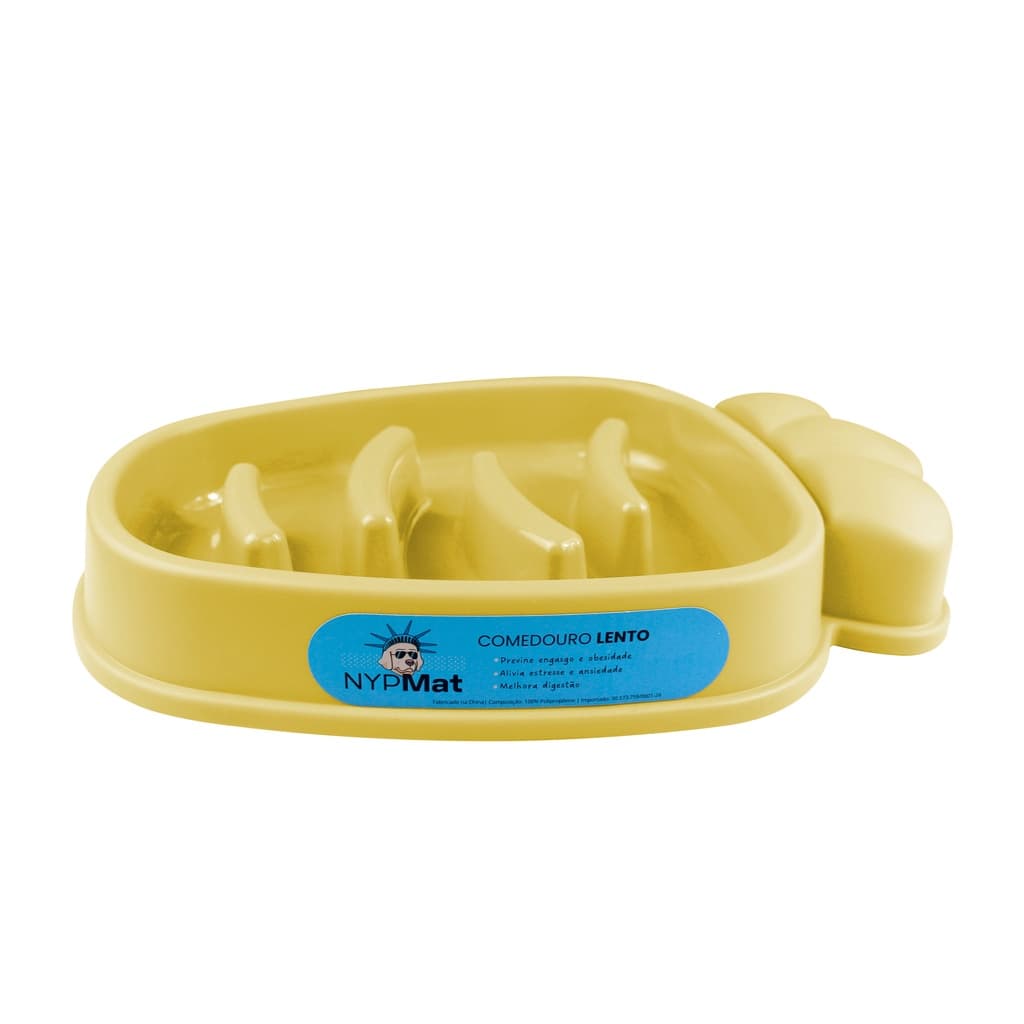Comedouro Lento Educador Interativo Para Cães Modelo Cenoura Amarelo