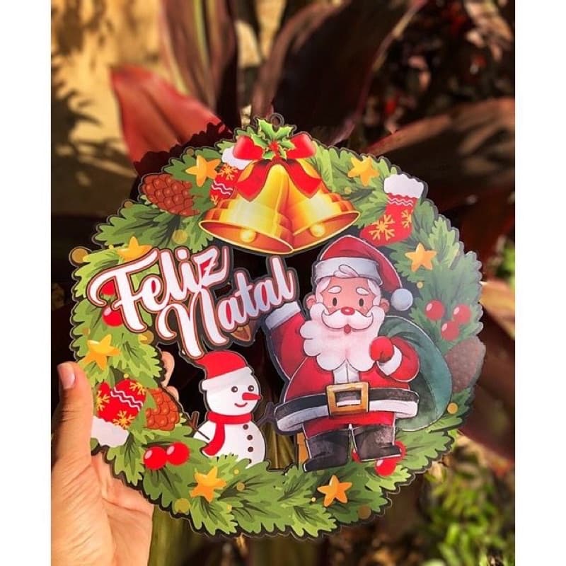 Enfeite Natalino Para Decoração Papai Noel Feliz Natal Mesa e Parede