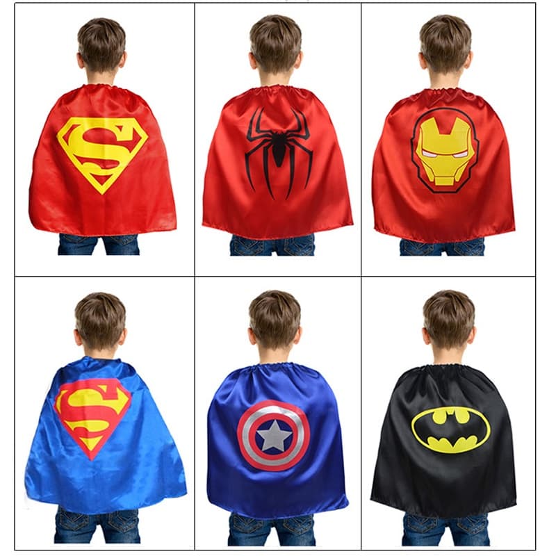 Capas Crianças Super-Heróis Traje Spiderman Batman Superman Cape Cosplay Roupas De Menino