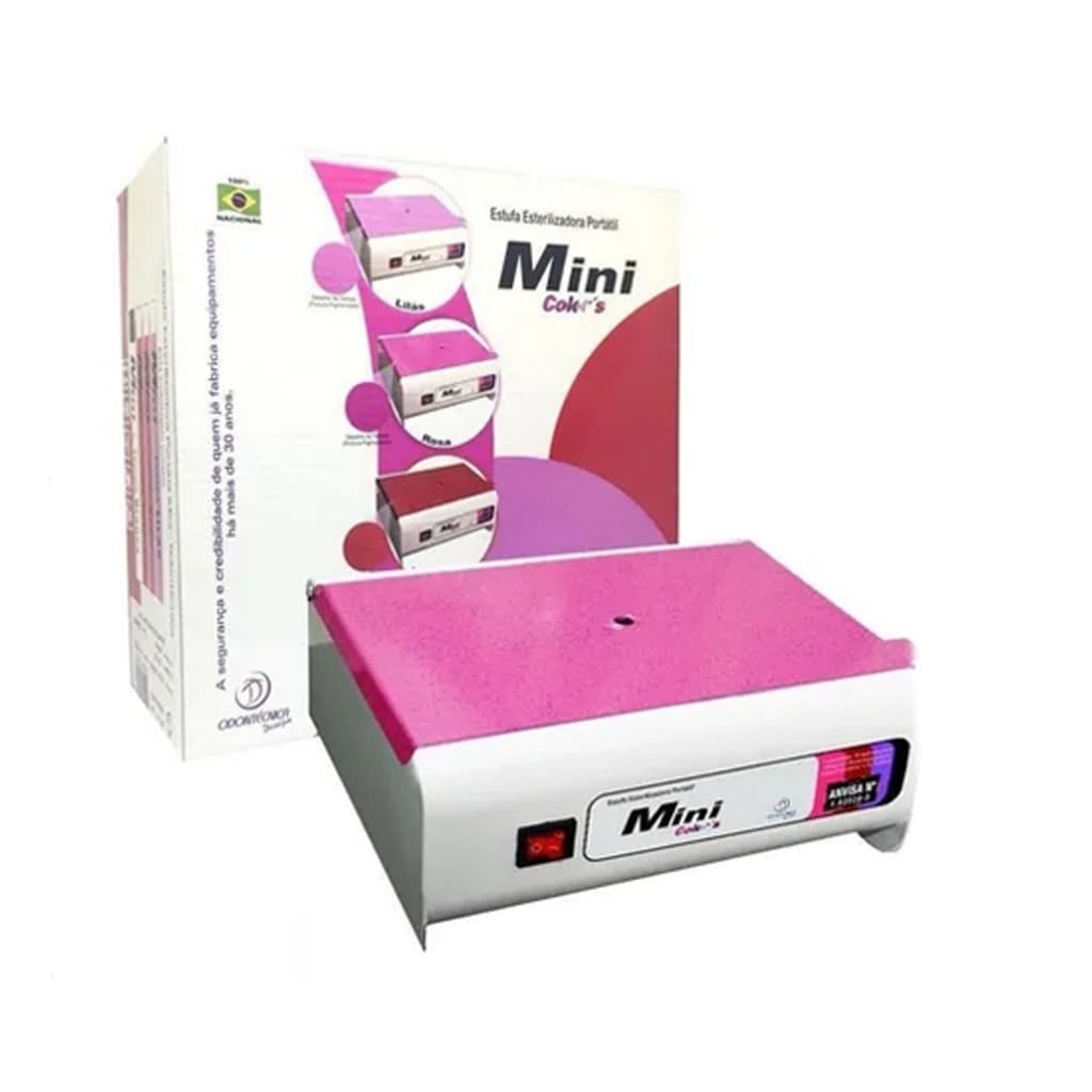 Estufa Mini Colors Bivolt Esterilizadora Manicure Cor Rosa