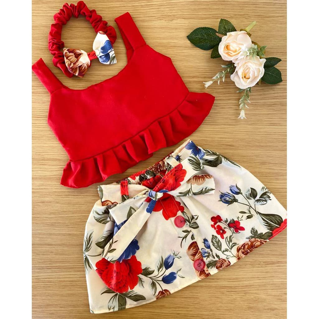 Conjunto saia + blusa conjunto infantil roupa infantil