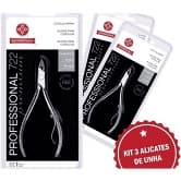 Alicate de Cutícula Mundial 722 Inox Premium Cabo curto - Kit com 3 Unidades