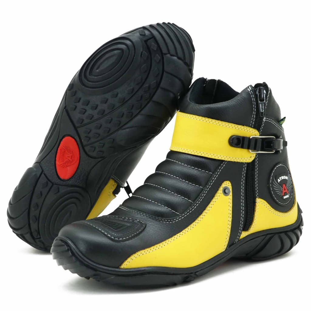 Bota Cano Curto Couro Para Motociclista ATRON 271 PTO AMR