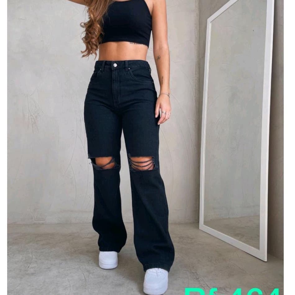 Calca Jeans Wide leg Black rasgo