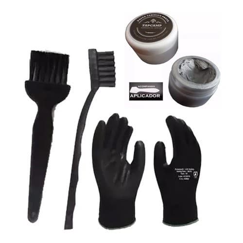 Kit Pasta Termica Prata Pincel Escova Luvas Anti Estatica
