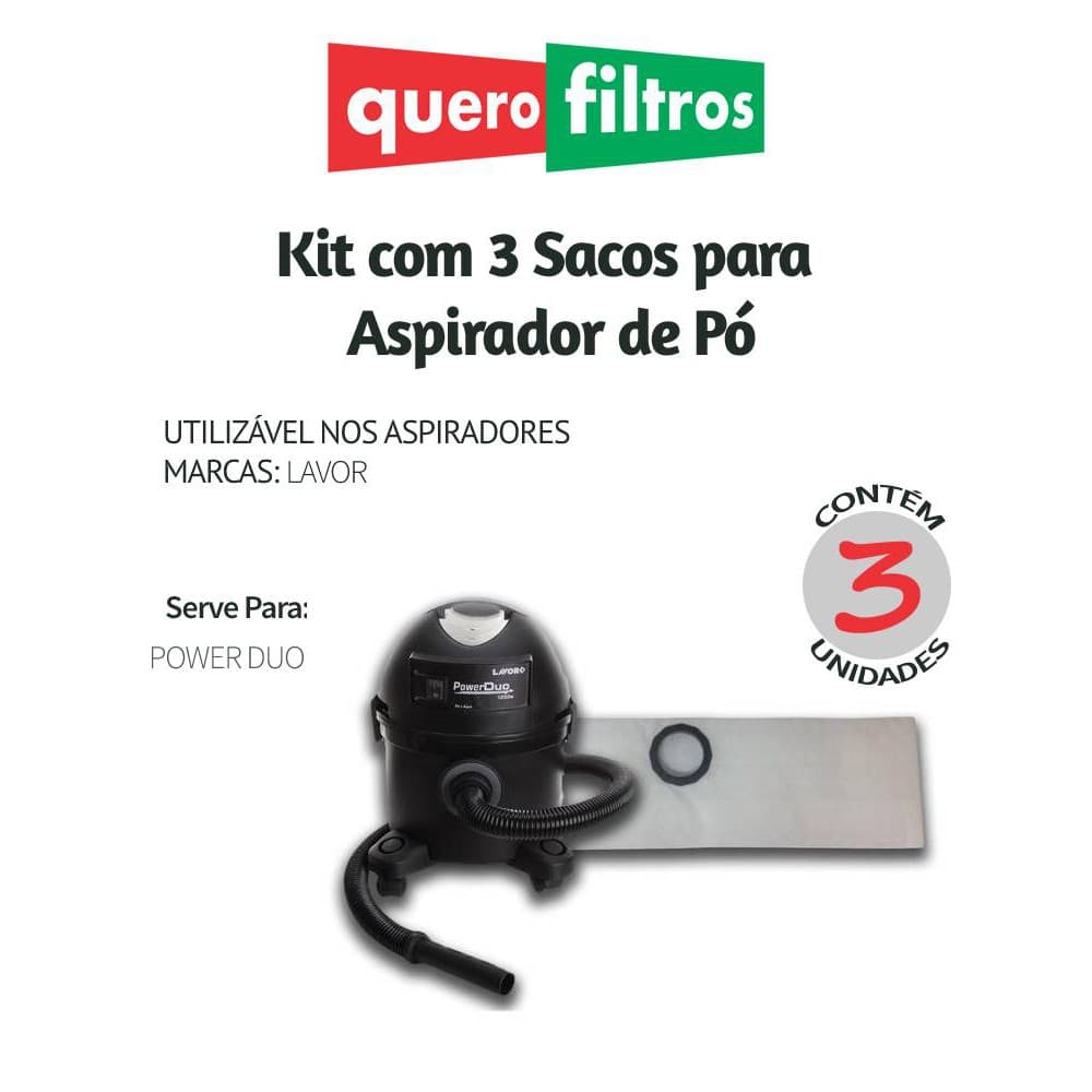 Saco Filtro Para Aspirador De Pó Lavor Power Duo
