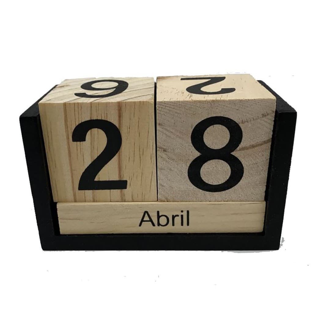 Calendário Permanente Em Madeira Cubos 3D Para Decoração De Mesa Casa