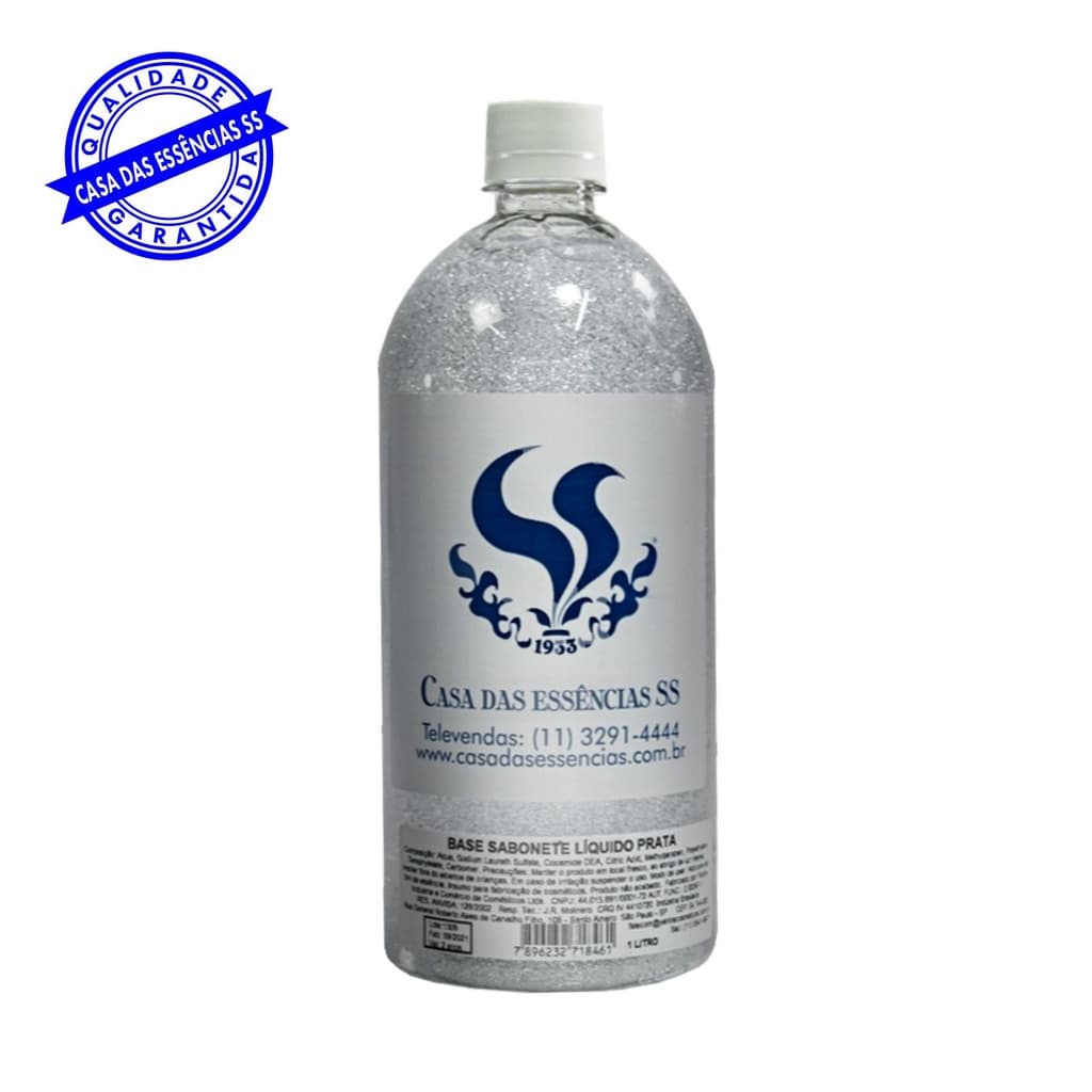 Base New Sabonete Liquido com Gliter Prata 1 Litro