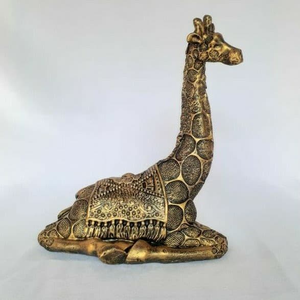 Girafa Em Resina Estatueta Luxo Animal Zoo Dourado