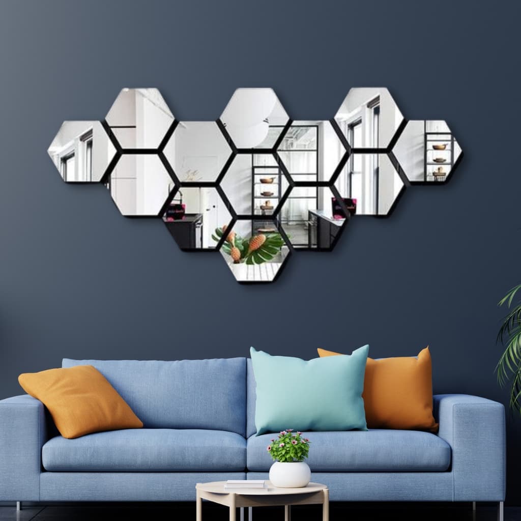 Espelho Acrilico Decorativo Hexagono 1 Peça 12x10cm Para Decoração