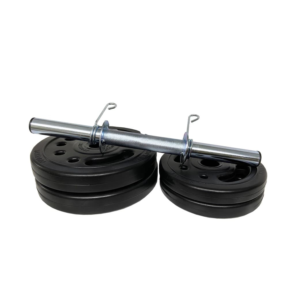 Kit anilha 20 kg 2 X barra 40 cm tubular com presilhas