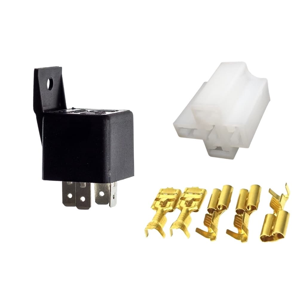 20 Reles 4 Pinos Com Suporte Universal Automotivo Tra 108.202 e Conjunto Conector Capa Relé 5 Vias Auxiliar