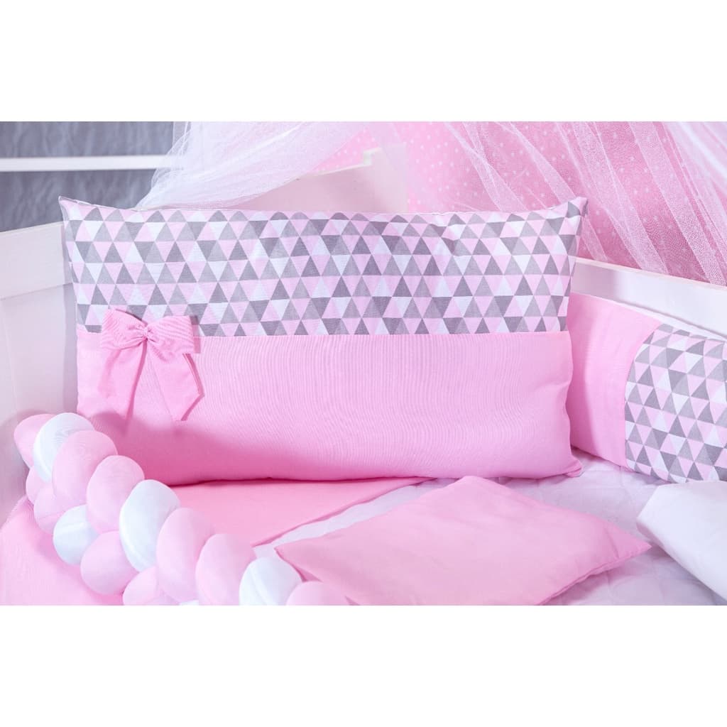 Kit Berço Trança Americano e Nacional 11 Peças Completo - Triangulo Rosa