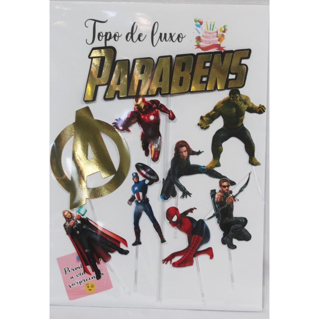 Topper de bolo Vingadores 3D + BRINDE