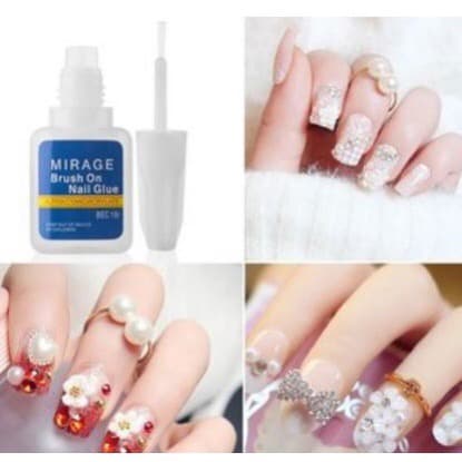 Cola Com Pincel Para Unhas Postiças Tips Acrigel Porcelana Fibra 10g