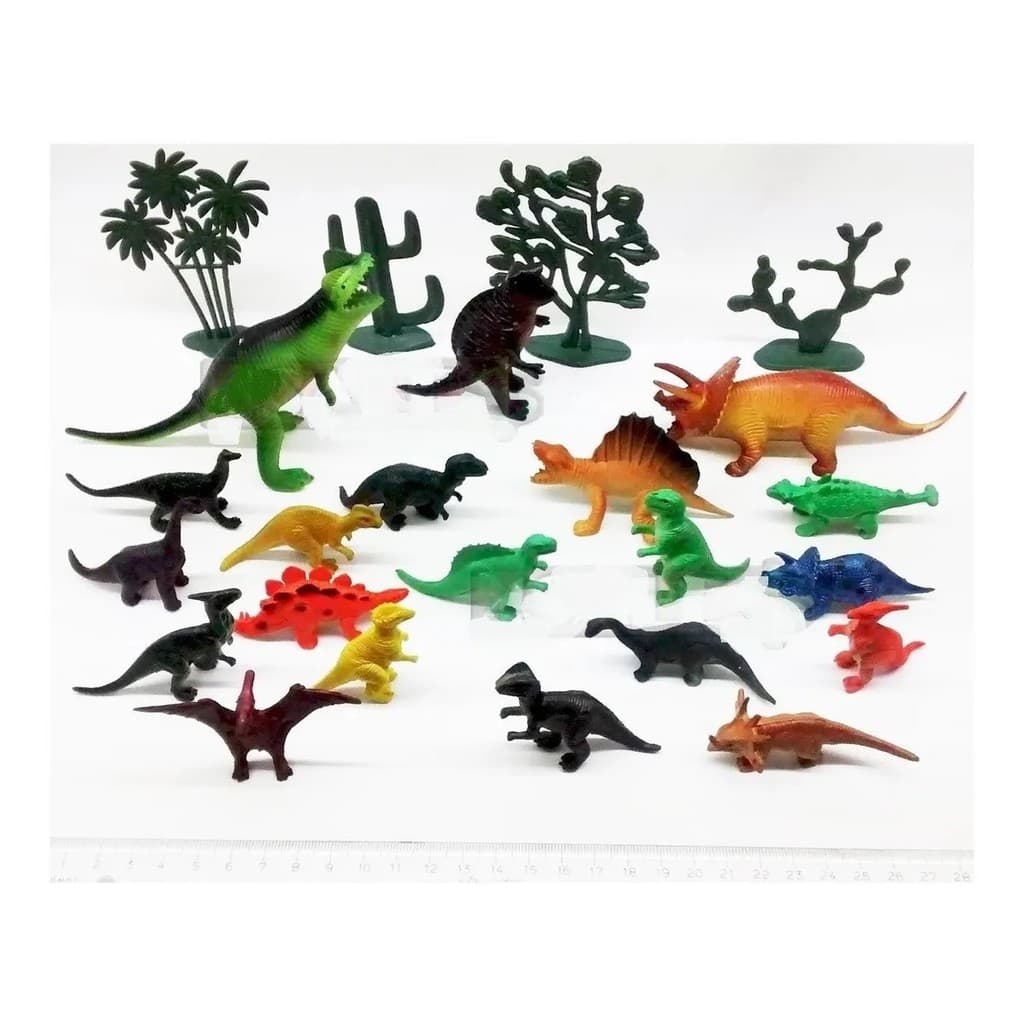 Kit 12 Peças Dinossauros De Borracha Miniatura Jurrasic Worl com Arvore