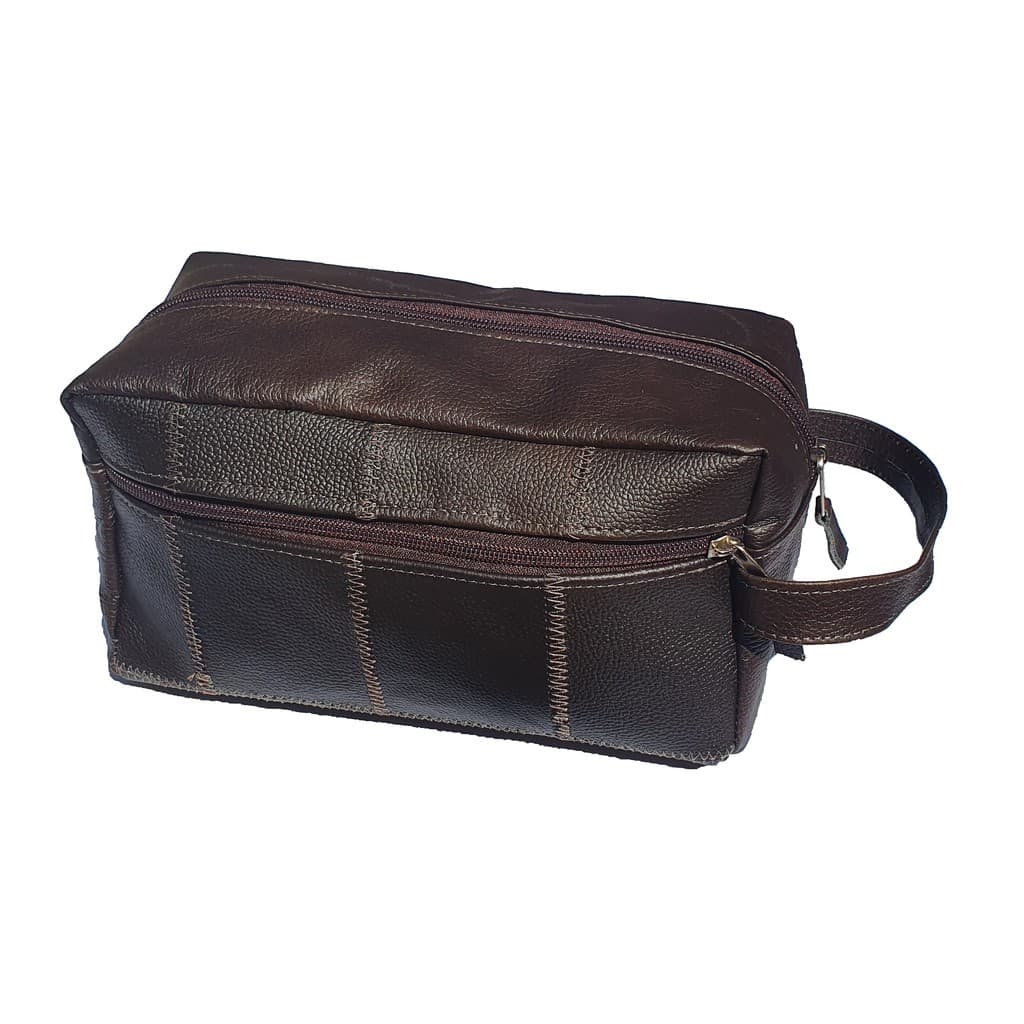 Necessaire em couro Legitimo  Organizador Masculina Feminina  na cor Café