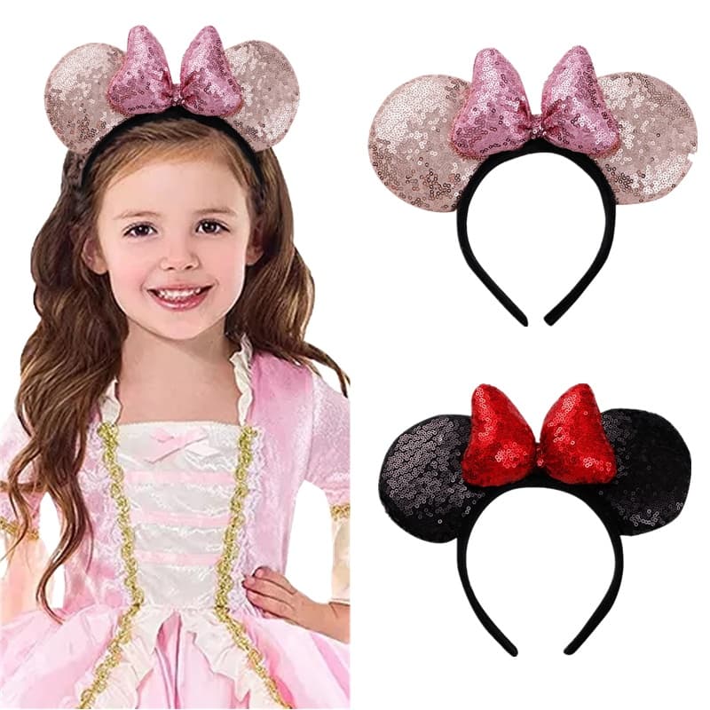 Baby Girls Mickey Minnie Sequined Headband Party Acessórios De Cabelo Faixa De Cabeça Presente  Aniversário De Halloween