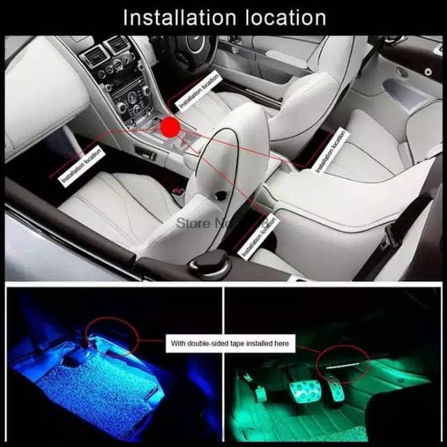 Luzes De Material Rodante Painel Da Cabine Footstep LED RGB Carro Remoto Sob O Pé Luz Interior Do 5050