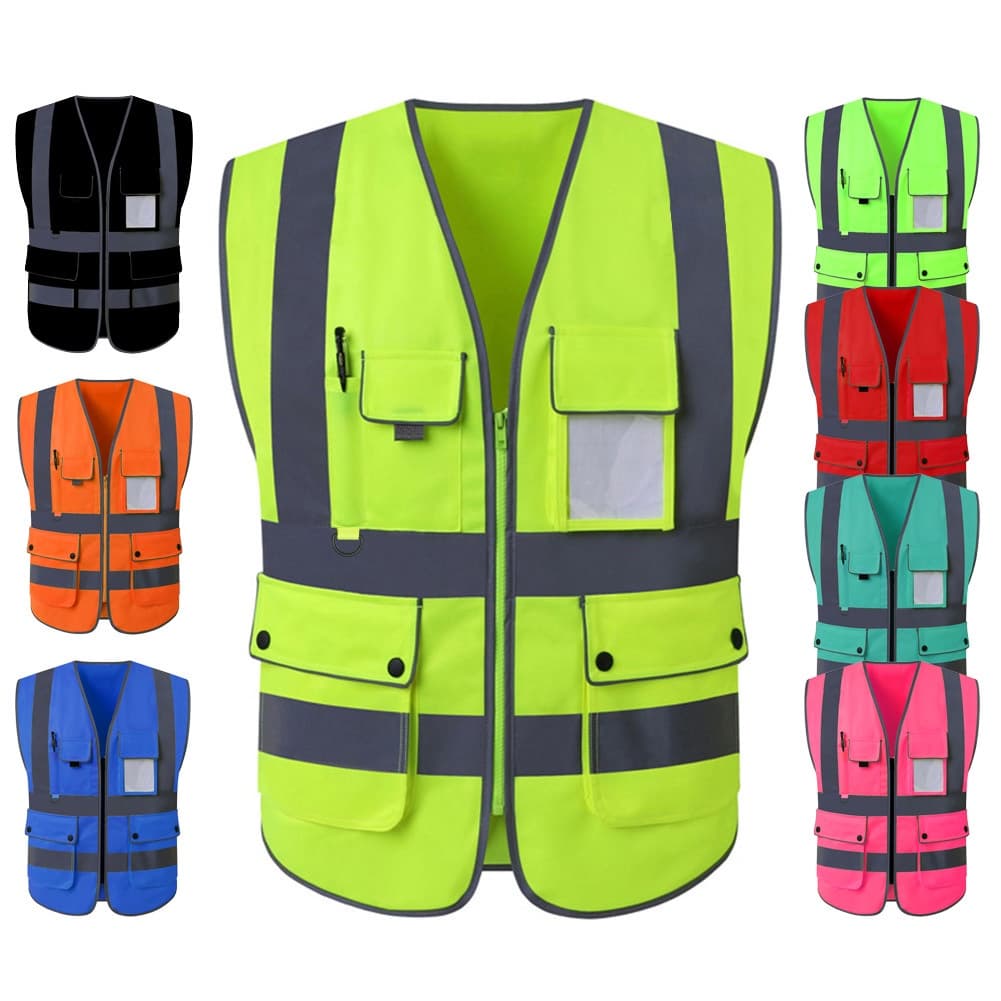 Colete De Segurança De 9 Cores Trabalho De Construção De Motor Reflexivo Hi Vis Para Homens E Mulheres Roupas Azul Fluor