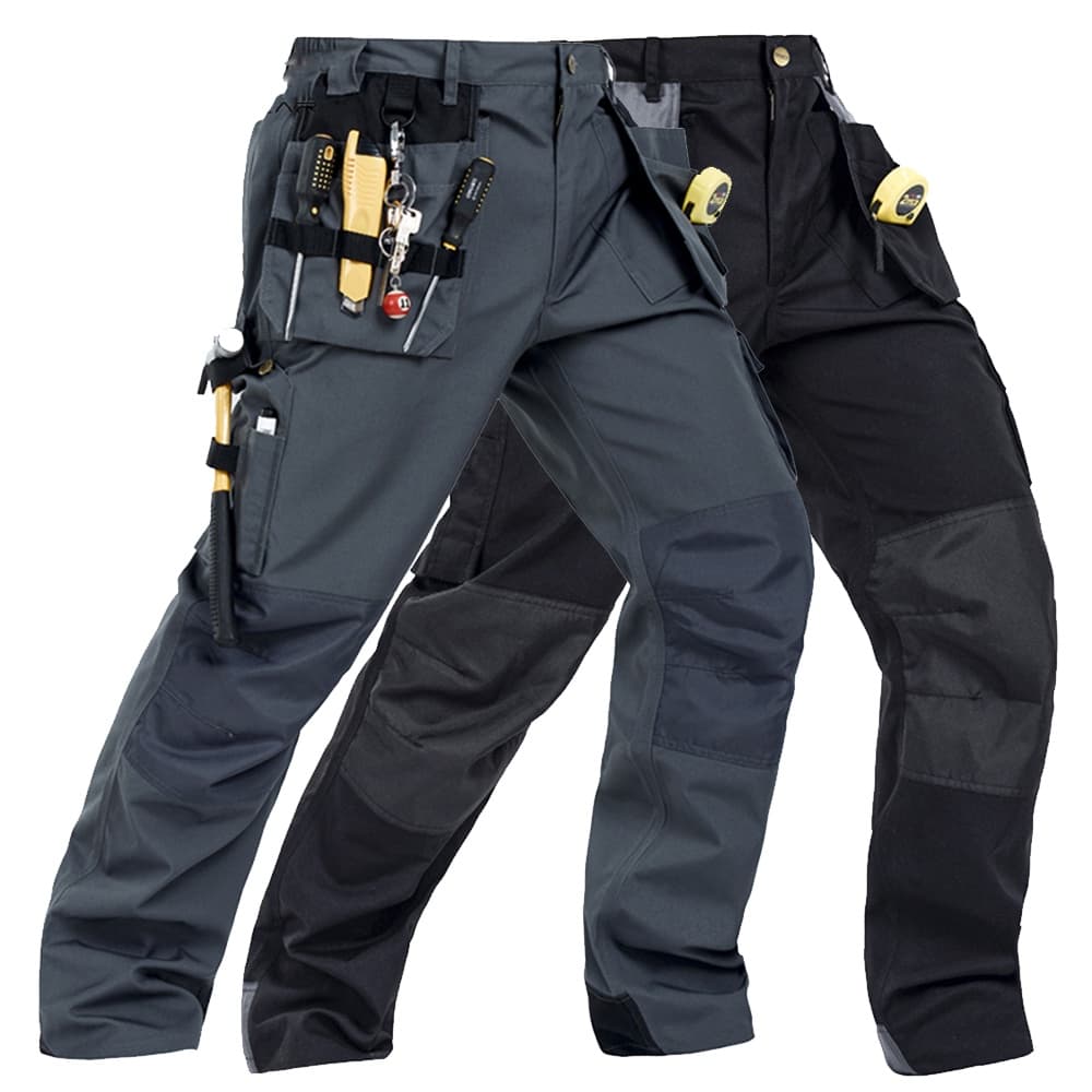 Primavera Outono Masculino Polialgodão Calças De Trabalho Multi Bolsos Workwear Carga