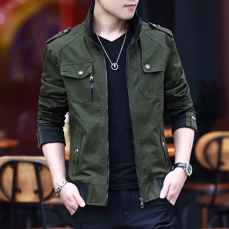 Jaqueta jeans masculina slim outono/inverno/militar/jaqueta bomber/jaqueta de trabalho