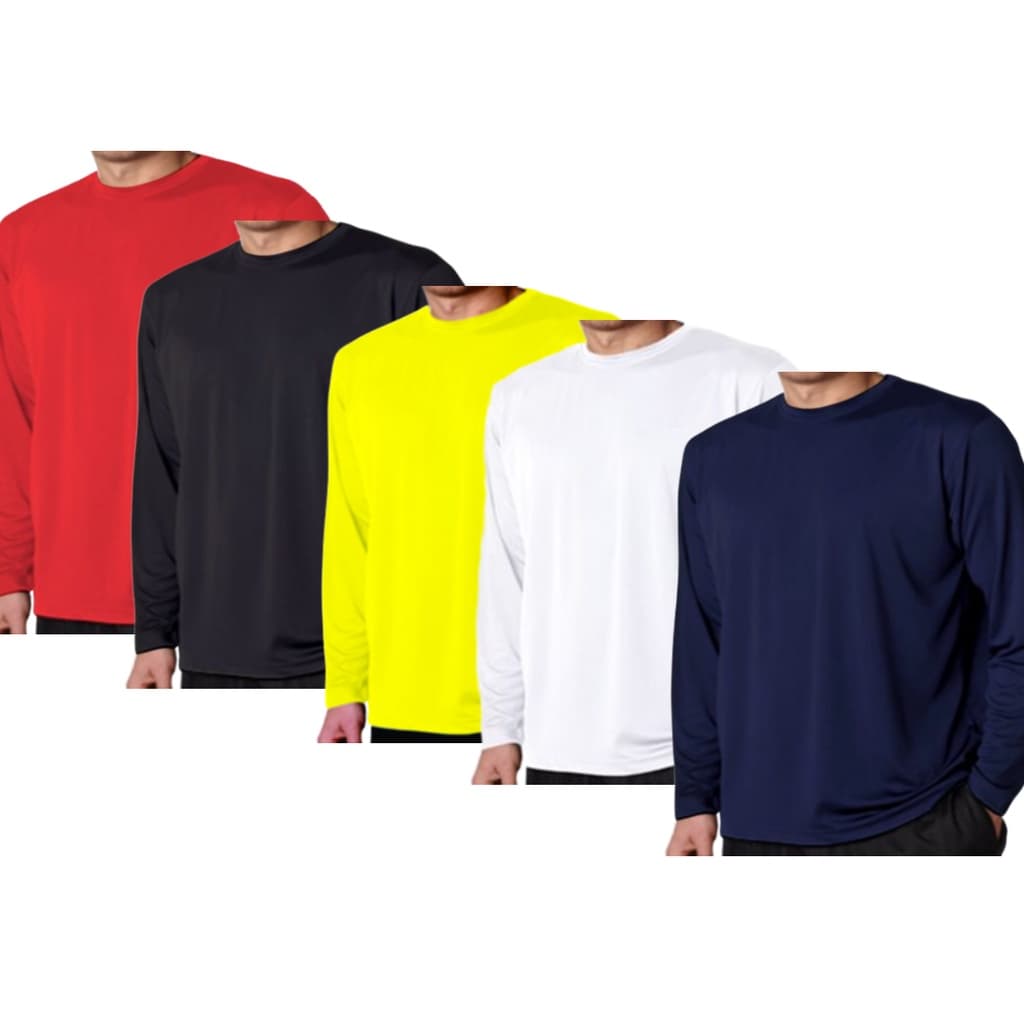 Camiseta Masculina Manga Longa Plus Size Camisa Manga Comprida 100% Algodão Premium 30.1