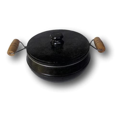 Panela De Pedra Sabão, 1,5 Litro, Alça De Madeira, Curada