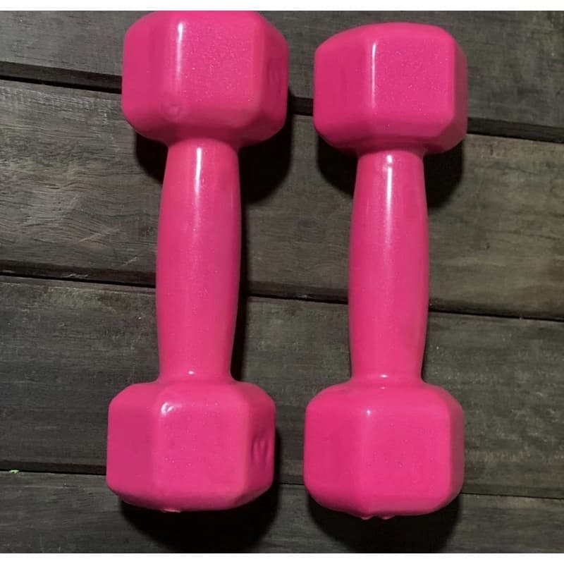 Par de halteres sextavado 3kg rosa (6kg total)