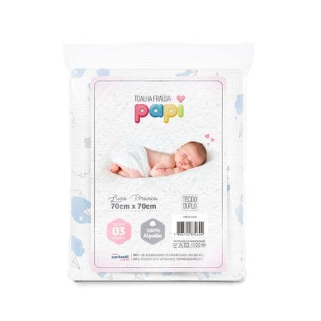 Toalha Fralda Papi Luxo Estampada 3un 1,10m x 70cm