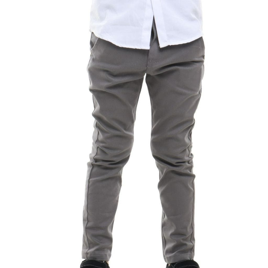 Calça Infantil Masculina Sarja Bolso Faca Cinza C002 Promoção Novidade