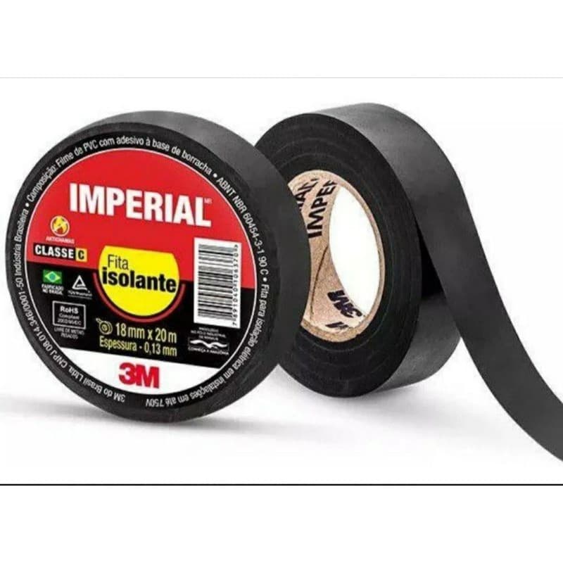 Fita Isolante Imperial 3M 5, 10 e 20 Metros Preta - 1un
