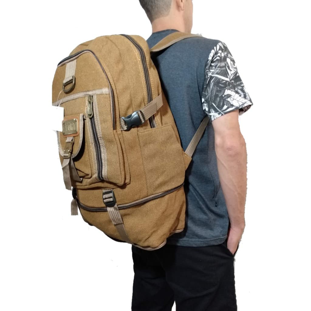 Mochila Em Lona Reforçada 50 L Ideal Viagem, Acampamentos.