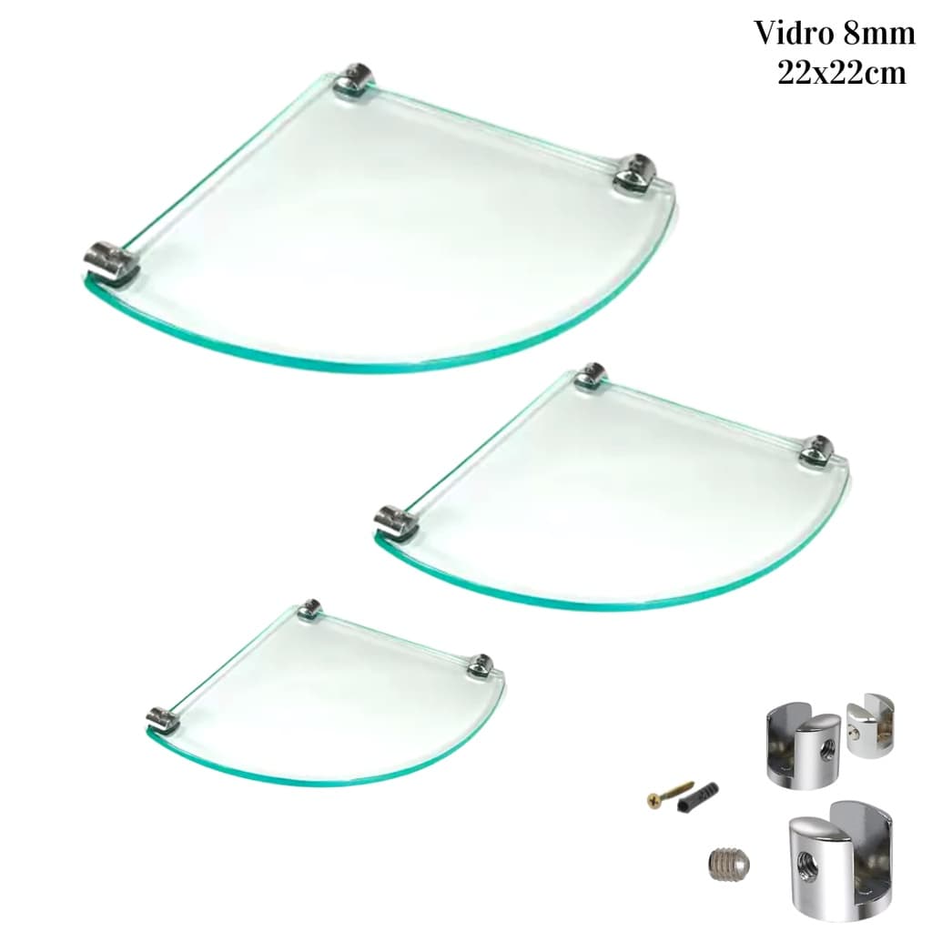 Prateleira Porta Shampoo de Vidro 8mm Banheiro Lavanderia