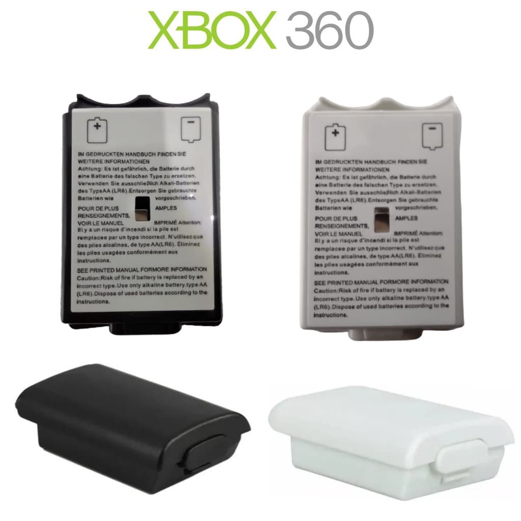 Tampa Case Suporte de Pilhas Controle Xbox 360 Preto ou Branco