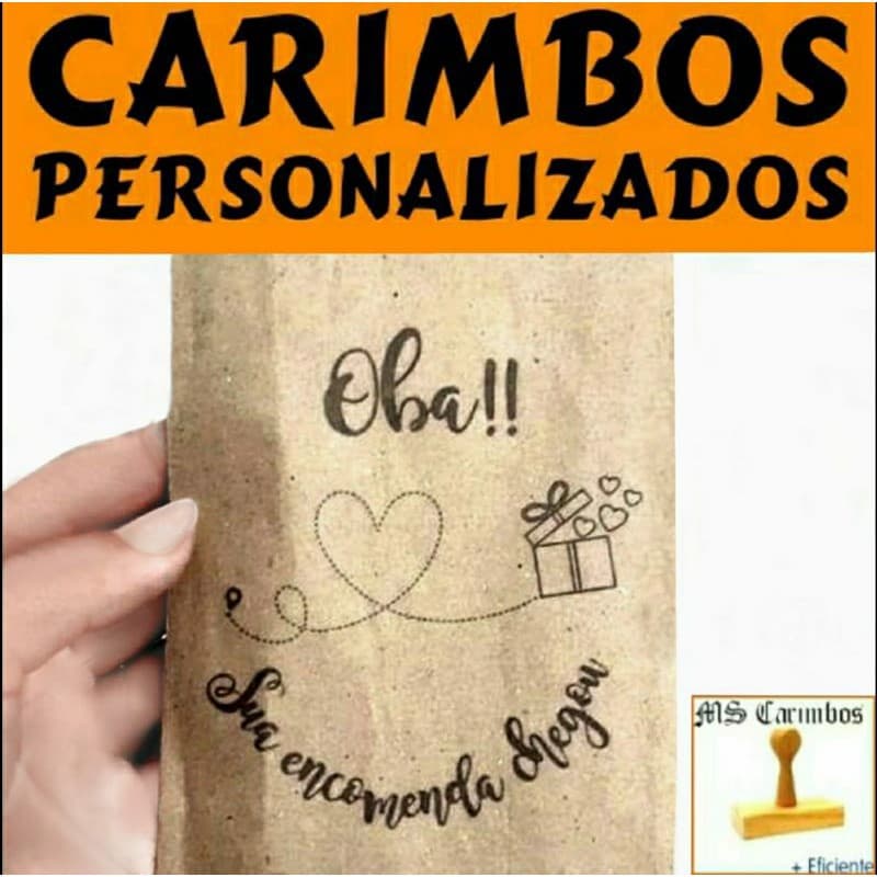 Carimbo personalizado para embalagens escolha a medida, diâmetros iguais (*carimbeira opcional)