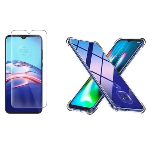 Kit Capa Anti-Impacto + Película 3D/9D P/ Moto E7 Plus